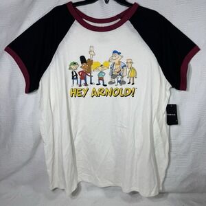 Torrid‎ "Hey Arnold" Womens Classic Fit Cotton Raglan Ringer Tee NWT Size 2
